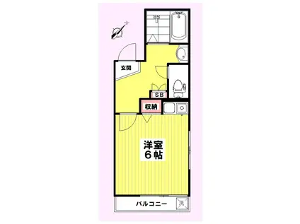 ラビングパレス東伏見(ワンルーム/2階)の間取り写真