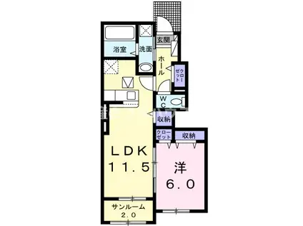 ルミナーレ(1LDK/1階)の間取り写真