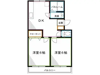 関根コーポ(2DK/2階)の間取り写真