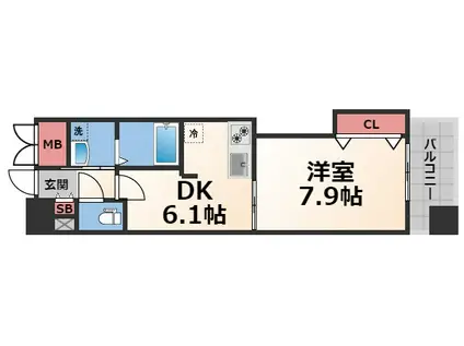 オーク・イマザト・ステーション(1DK/4階)の間取り写真