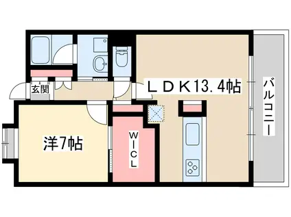 トリニティー北川口(1LDK/6階)の間取り写真