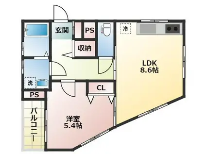 メルベイユIII(1LDK/3階)の間取り写真