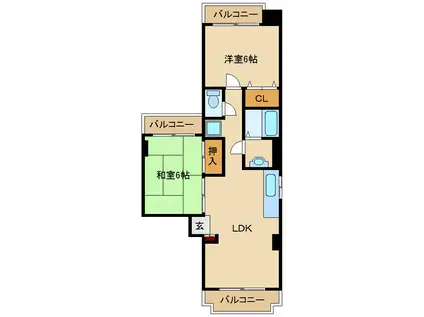 木川ドリームハイツ(2LDK/2階)の間取り写真