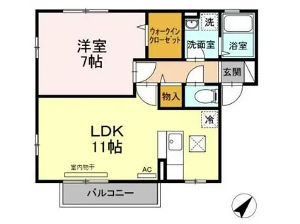 ブリック東松原(1LDK/1階)の間取り写真