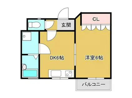 要Vマンション(1DK/2階)の間取り写真