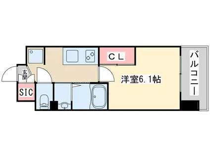 ラグゼ新大阪西(1K/10階)の間取り写真