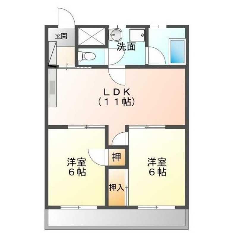 川口ハイツ(2LDK/2階)の間取り写真