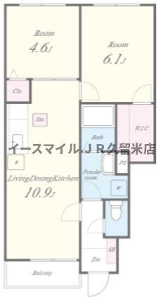 ポムダムール(2LDK/1階)の間取り写真
