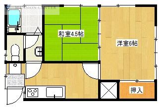 やまそうコーポ(2DK/2階)の間取り写真