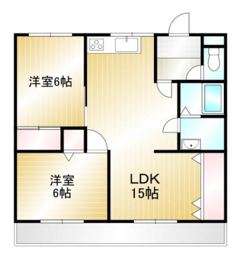 石原マンション(2LDK/2階)の間取り写真