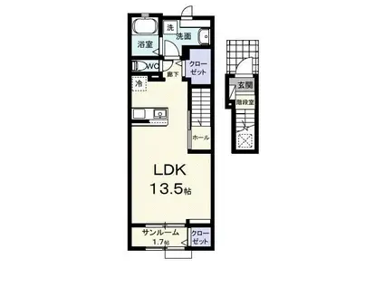 ホーリープレイス唐津 II(ワンルーム/2階)の間取り写真