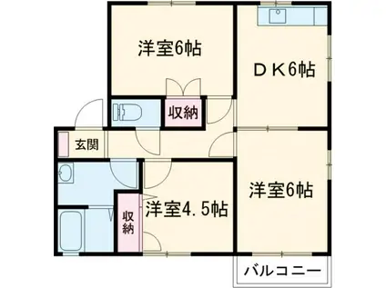 メゾン・シャルムE棟(3DK/1階)の間取り写真