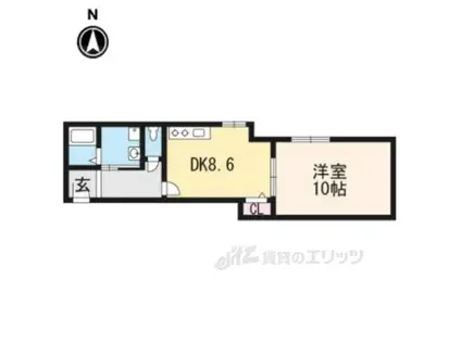 京福電鉄北野線 宇多野駅 徒歩12分 3階建 築48年(1LDK/3階)の間取り写真