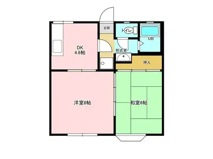 フラワーロールオタヤA(2DK/2階)の間取り写真