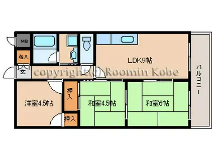 皐月マンション(3LDK/3階)の間取り写真