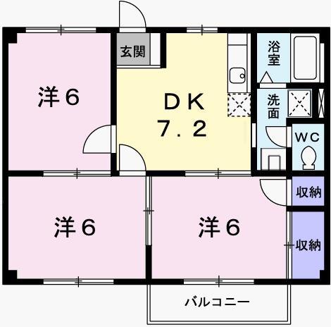 ファミールF(3DK/1階)の間取り写真
