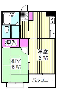 リバーサイドハイツ(2DK/2階)の間取り写真