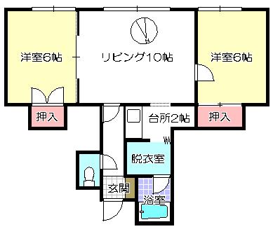 ルミエール篠路(2LDK/2階)の間取り写真