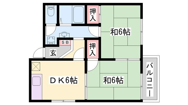 サンハイツ学園前(2DK/2階)の間取り写真
