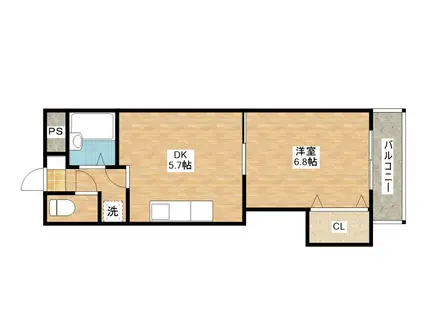 太陽ハイツ冨波(1DK/2階)の間取り写真