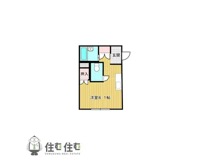 アンダンテ若宮(1K/1階)の間取り写真