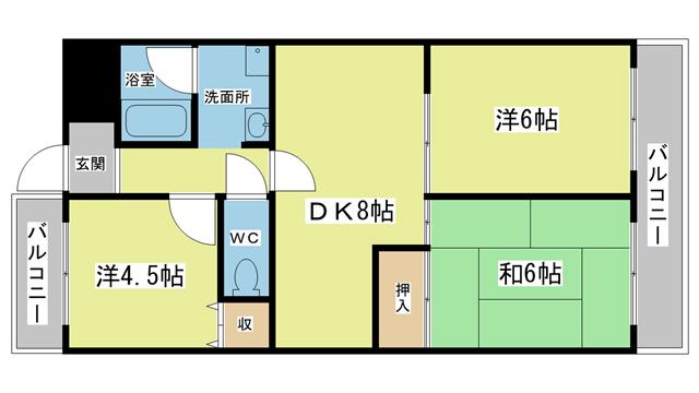 サンパーク鈴蘭(3DK/3階)の間取り写真