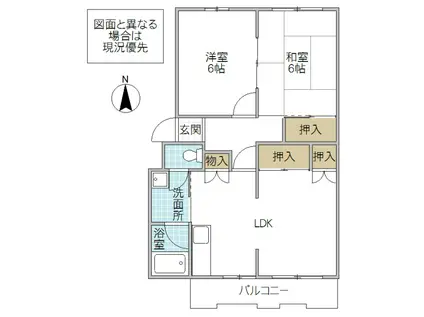 勝田プリンスマンション A棟(2LDK/1階)の間取り写真