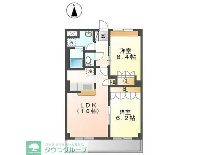 グランベル・ハウスII(2LDK/1階)の間取り写真