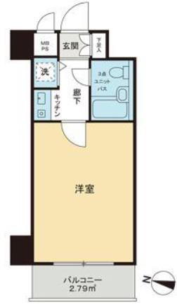 ライオンズマンション音羽(1K/4階)の間取り写真