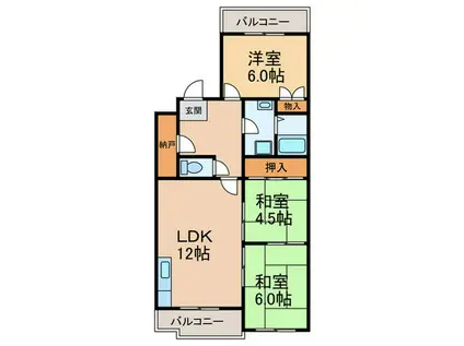 ハピネス(3LDK/3階)の間取り写真