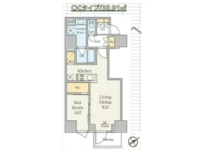 アニモウダガワ(1LDK/12階)の間取り写真