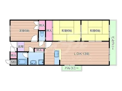 ハイクレスト引谷(3LDK/3階)の間取り写真