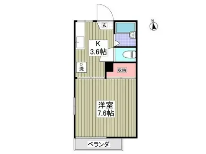 ハイツコジマ A棟(1K/2階)の間取り写真