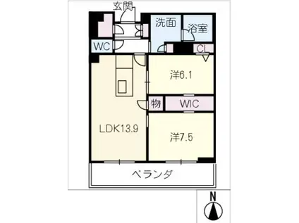 ウィステリア・ステージ真栄(2LDK/2階)の間取り写真