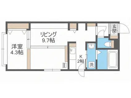 セカンドインパクト(1LDK/3階)の間取り写真