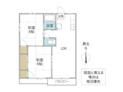 ホワイトビレッジF棟(2LDK/2階)の間取り写真