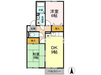 セジュール荒谷川II(2DK/2階)の間取り写真