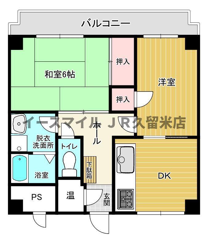 エバーライフ通町(2LDK/4階)の間取り写真