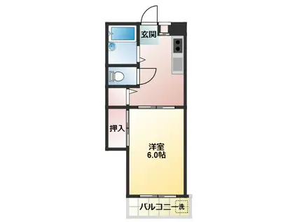 屋敷グリーンハイツ B(1DK/1階)の間取り写真