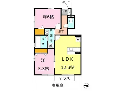 近鉄奈良線 新大宮駅 徒歩17分 2階建 築19年(2LDK/2階)の間取り写真