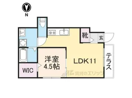 ソレイユビセレクト法蓮町1(1LDK/1階)の間取り写真