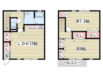エスポワール高町(2LDK/1階)の間取り写真