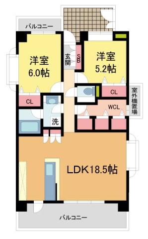 ルネ苦楽園(2LDK/3階)の間取り写真