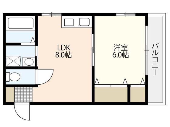 岡田ビル(1LDK/3階)の間取り写真