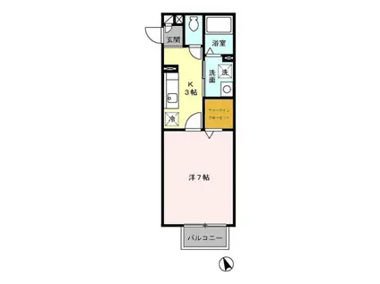 ドルフ花みずきK(1K/1階)の間取り写真