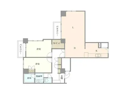 アメラックスビル(2LDK/6階)の間取り写真