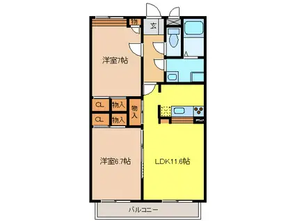 トレインロード(2LDK/2階)の間取り写真