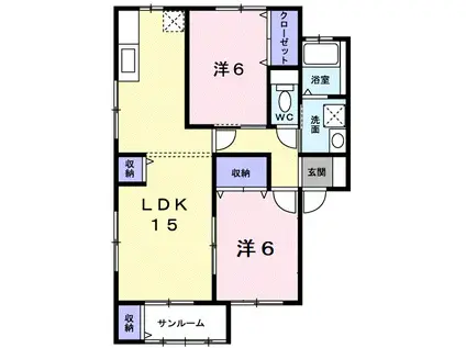 サン・ドミールA(2LDK/2階)の間取り写真