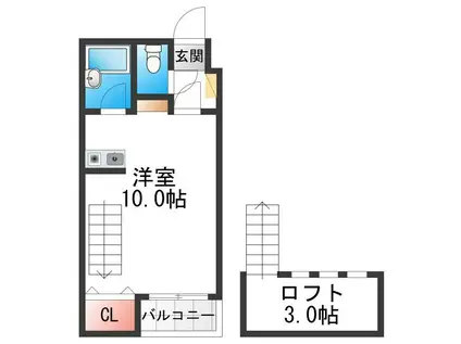 エクラ平野(ワンルーム/3階)の間取り写真