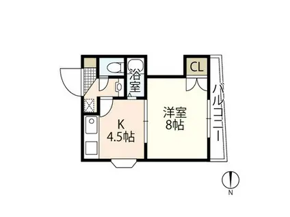 シュトラーセ比治山(1K/3階)の間取り写真